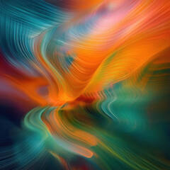 Surreal energy wave blur, vibrant neon oranges, blues, and greens pulsating dynamically, futuristic and high-energy fine art abstract texture 