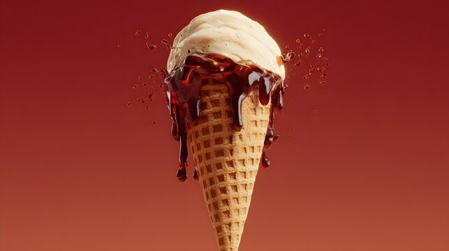 Surreal Melting Ice Cream Cone Artwork, Digital Generation - Powered by Adobe