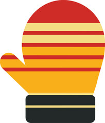 a mitten silhouette on retro stripe sun on white b.eps