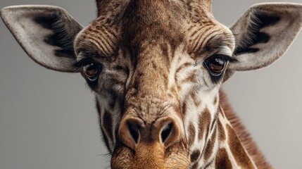 Obraz premium Close-up Portrait of a Majestic Giraffe's Face