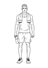 Obraz premium Casual Gym Runner Athlete Lineart Black Illustration Vector
