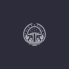 Obraz premium Minimalist mushroom line logo. Perfect for organic food, natural products, and health.