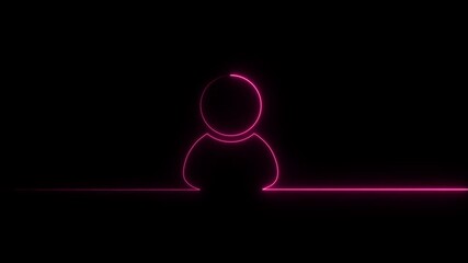 Glowing neon person sign, User line icon concept. Neon glowing user icon animation. A man icon, often used in digital interfaces, - Powered by Adobe