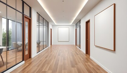 Modern Office Corridor: Blank Canvas for Design Inspiration