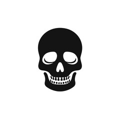 Minimal black skull icon in silhouette style
