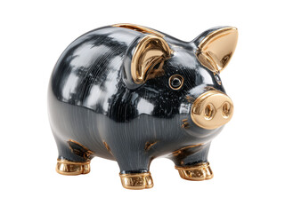 Stylish Piggy Bank with Glossy Finish on White Isolated Background