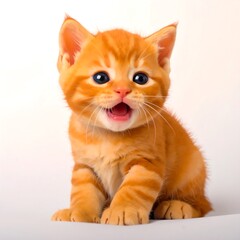 Obraz premium Adorable ginger kitten, wide-eyed