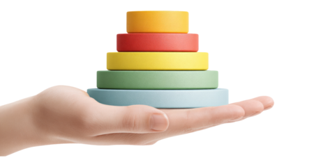 Colorful Stacked Rings on Hand with Transparent Background for Creative Use