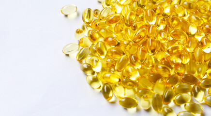 Softgel capsules of Vitamin D3 supplements, commonly used to support bone health, immunity, and overall wellness.