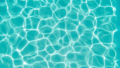 Bright Cyan Water Texture With Caustics Illustrating Summer Sunlight Reflections and Flowing Patterns