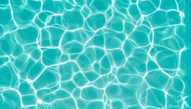 Bright Cyan Water Texture With Caustics Illustrating Summer Sunlight Reflections and Flowing Patterns