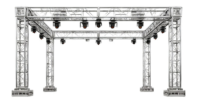 Detailed Isolated Clipart of a Stage Framework with Lights on Transparent Background
