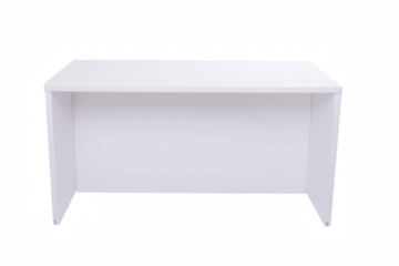 Sleek modern white desk with rounded edges on transparent background