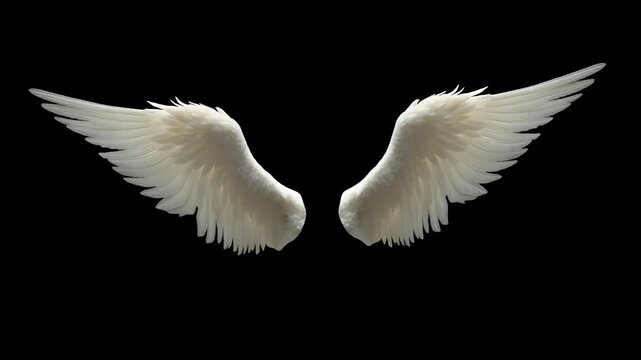 flapping of angel's wings loop in alpha channel. transparent background