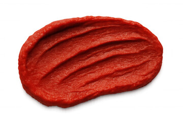 Vivid red tomato sauce splattering, spreading dynamically across transparent surface with rich, glossy texture