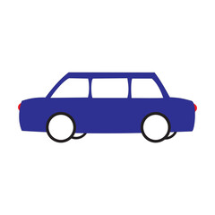 Vector illustration of a car in blue color isolated on a white background.