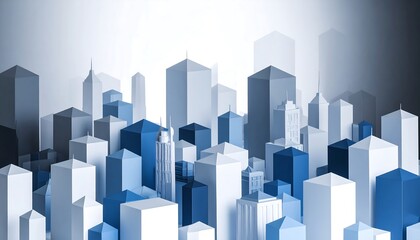 Obraz premium Blue Cityscape with Modern Architecture.