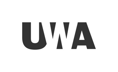 UWA logo design. Initial letter U W A bold font style for tech startups, consulting, corporate branding. Creative company name, headlines typography identity, trendy logotype.