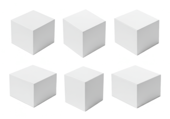 Six White Cubes Arranged In Two Rows Against A Black Background