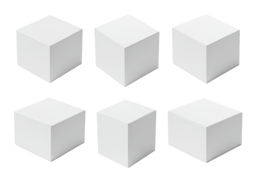 Six White Cubes Arranged In Two Rows Against A Black Background