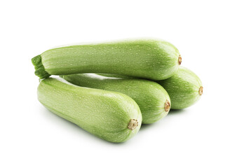 Many fresh ripe zucchinis isolated on white