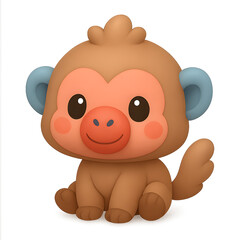 Fototapeta premium Cute Chibi Baboon – 3D Cartoon Animal with Transparent Background
