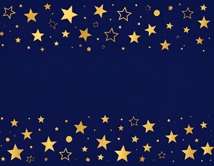 Gold stars and dots on a dark blue background