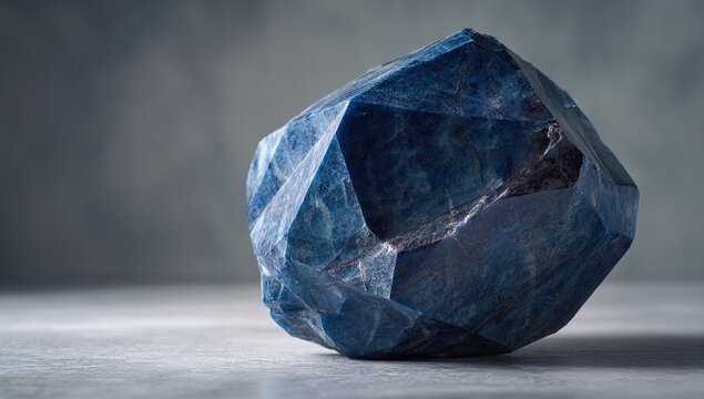 Blue gemstone, studio shot, textured background, decorative object