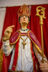 Statue representing Saint Mar&ccedil;al inside the Catholic church of Saint John the Baptist in the Portuguese village of Alcochete, Portugal.