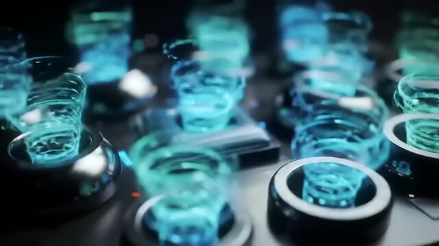 Tech swirls with energy, and digital vortex. - Powered by Adobe