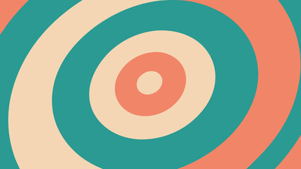 Vintage Psychedelic Concentric Circles in Teal Peach and Cream abstract pattern