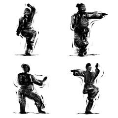 Fototapeta premium Seamless Taekwondo Pattern Illustration. Martial Arts Silhouette Vector Design
