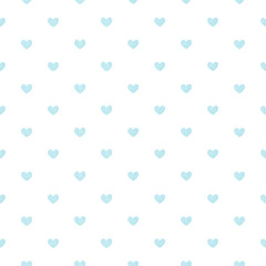 Watercolor seamless pattern of light blue heart