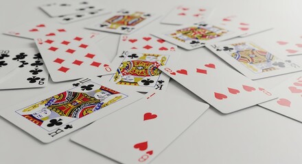 散らばるトランプ 鮮やか色彩 光る表面. AI Generated