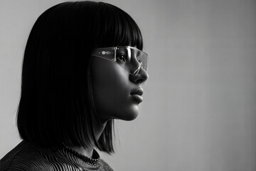 Portrait femme profil noir et blanc