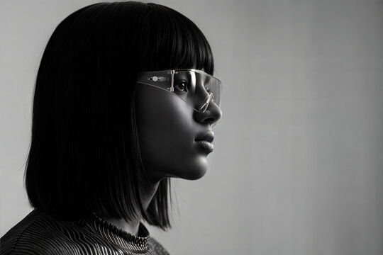 Portrait femme profil noir et blanc