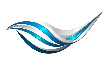 Dynamic abstract design featuring flowing, layered ribbons of brilliant blue and silver, creating a modern, sophisticated aesthetic.
