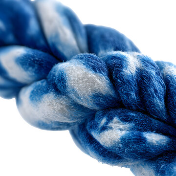 A vibrant Adire tie-dye fabric, a blue and white pattern, isolated on a white background,