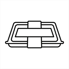 Minimalist Design, Blank Label Sealed Takeout Food Container Simple Line Art Icon, 