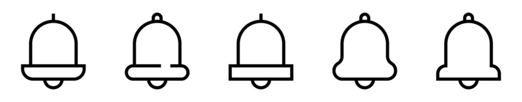 Conjunto de iconos campanas de notificaci&oacute;n. Alertas y recordatorios. Campanas de notificaci&oacute;n de diferentes formas. Ilustraci&oacute;n vectorial