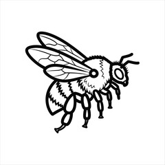 Monochromatic Line Art Bee Illustration  Bold, Simple, and Symbolic Design for Nature, Honey, and Pollination Themes.