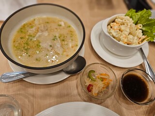Chinese Molo Soup and Macaroni Salad