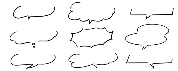 Fototapeta premium Speech bubble set for comics and conversation with transparent background PNG
