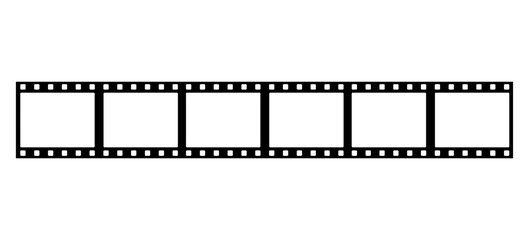 Film strip line icon in simple minimalist design. Vector illustration of cinema frame, movie reel element, or photography symbol. Perfect for media, video, and film projects.