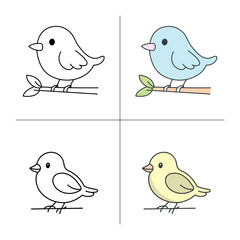 Cute cartoon Bird coloring book illustration vector design templates simple and modern