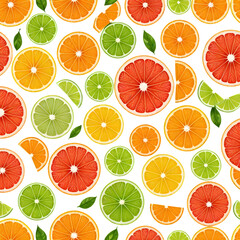 Orange and Citrus Fruits Pattern on Black Background
