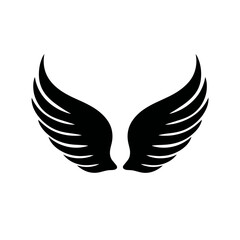 Obraz premium Vector silhouette of symmetrical angel wings in elegant curved shape 