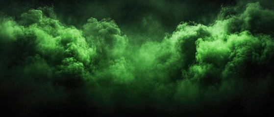 Vivid green smoke cloud against a dark backdrop, evoking mystery and ethereal beauty
