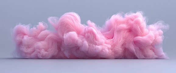 A whimsical cloud of pink smoke billows gently against a soft, muted backdrop