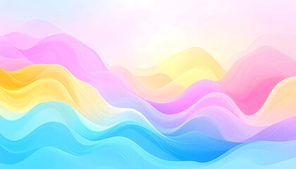 Abstract design featuring soft, flowing waves in pastel colors.